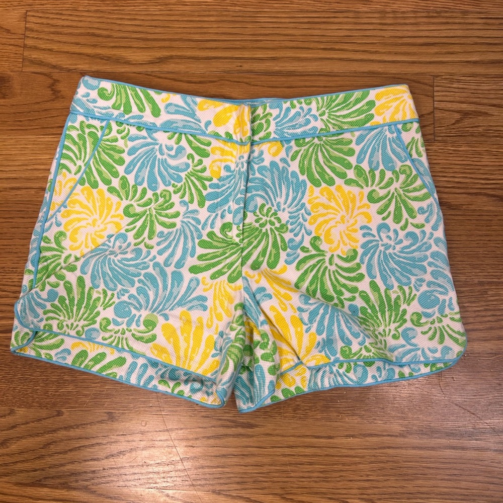 Elizabeth McKay Tropical Print Tailored Resort Shorts Size 10 Coastal Preppy - Picture 5 of 15